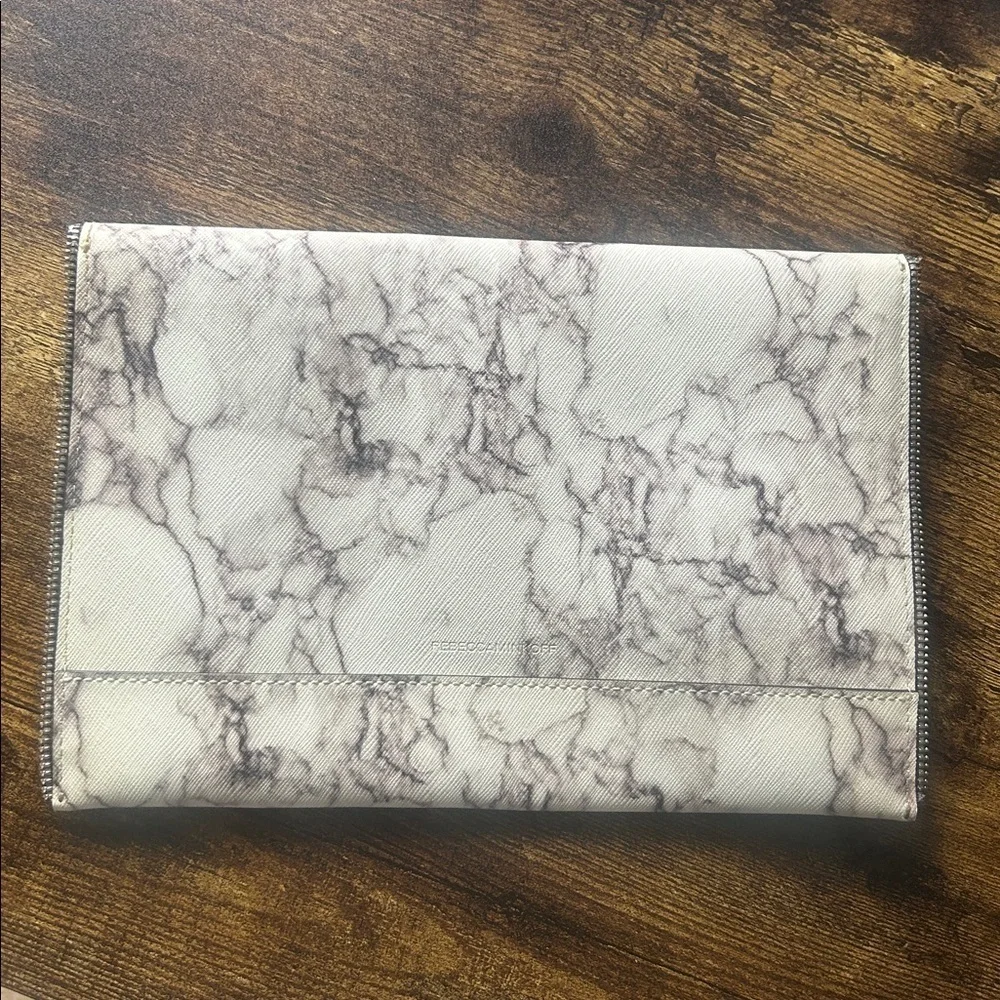 Rebecca Minkoff Leo Leather Marble Grey Envelope Clutch